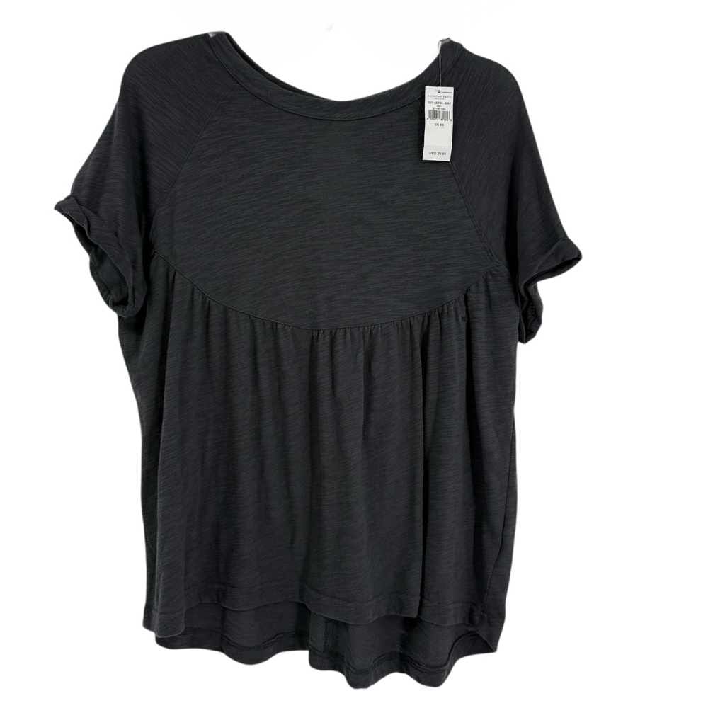American Eagle Women Top Size XS Short Sleeve NWT Babydoll Casual Gray Cotton